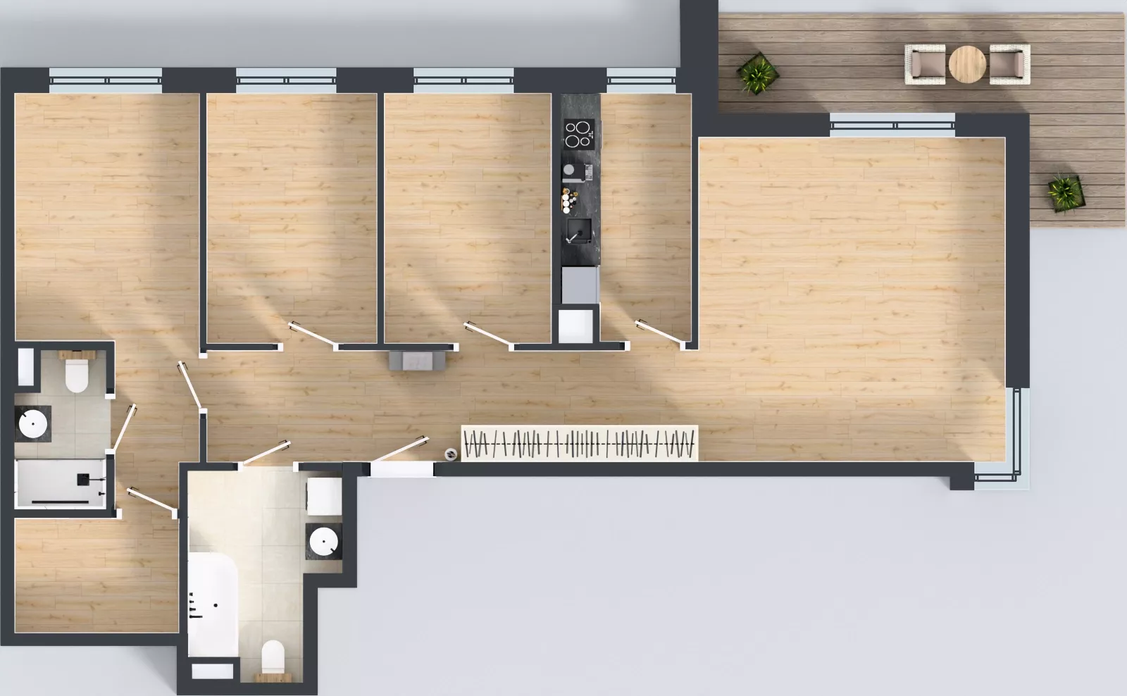 4 pokoje, mieszkanie 99,75 m², piętro 4, oferta nr F/118, Kusocińskiego budynek B, Gdańsk, Piecki-Migowo, Morena, ul. Kusocińskiego