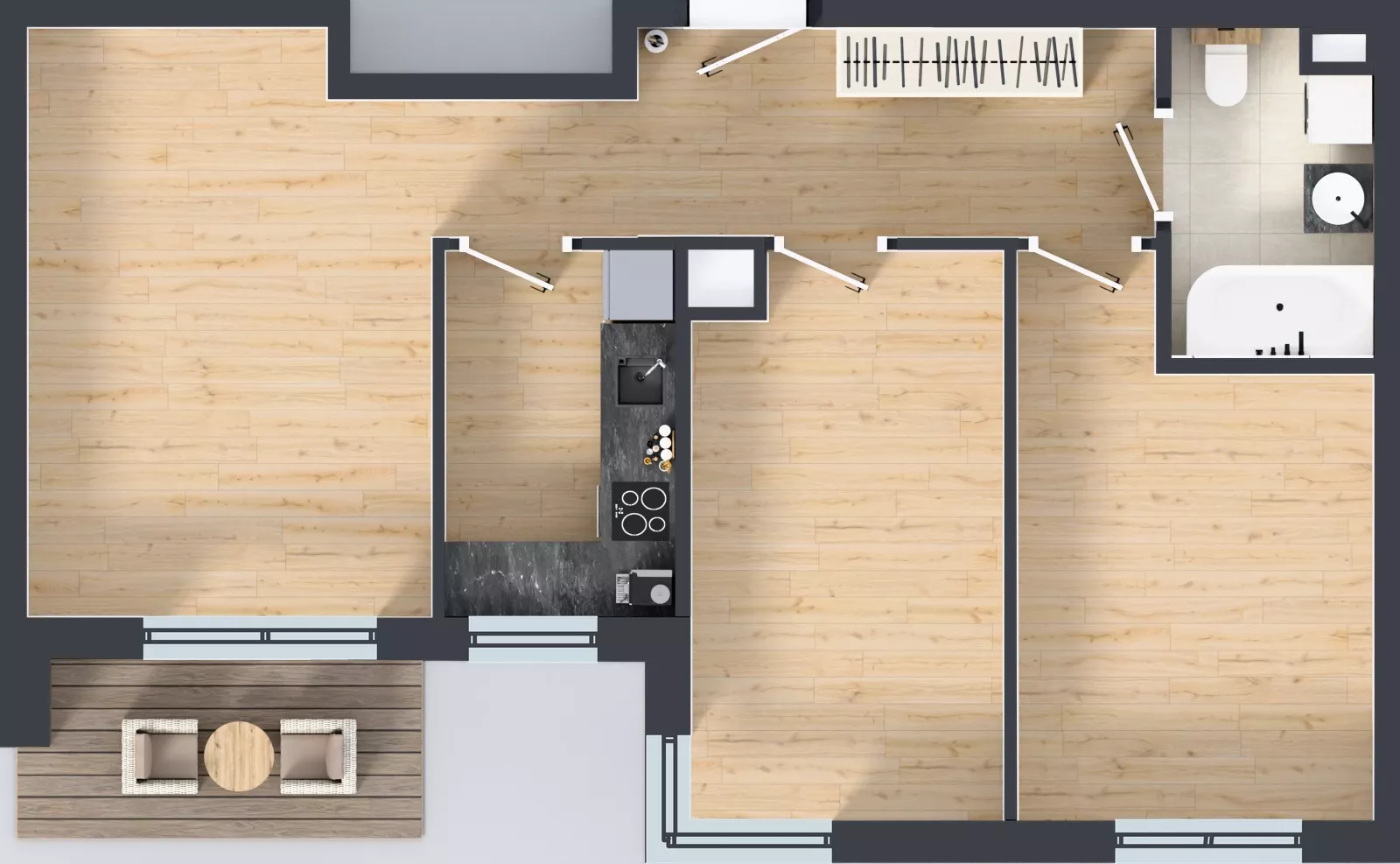 3 pokoje, mieszkanie 63,26 m², piętro 4, oferta nr F/120, Kusocińskiego budynek B, Gdańsk, Piecki-Migowo, Morena, ul. Kusocińskiego