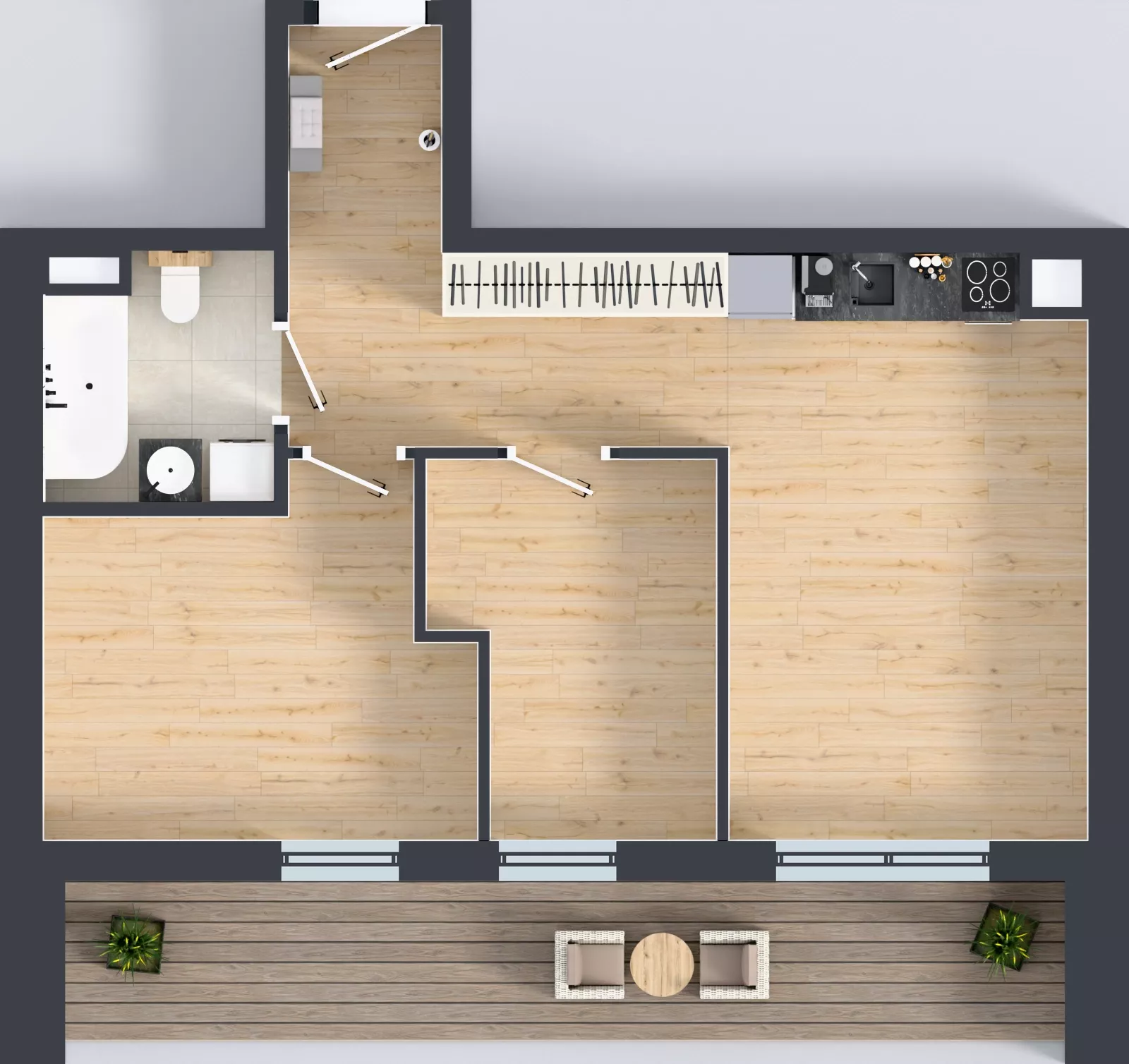 2 pokoje, mieszkanie 54,43 m², piętro 5, oferta nr F/132, Kusocińskiego budynek B, Gdańsk, Piecki-Migowo, Morena, ul. Kusocińskiego