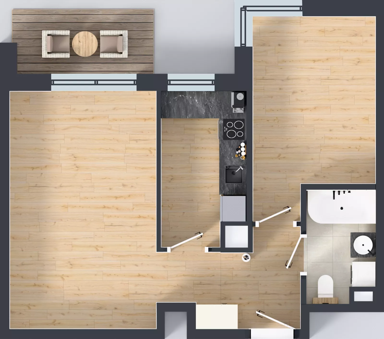 2 pokoje, mieszkanie 48,64 m², piętro 6, oferta nr F/144, Kusocińskiego budynek B, Gdańsk, Piecki-Migowo, Morena, ul. Kusocińskiego