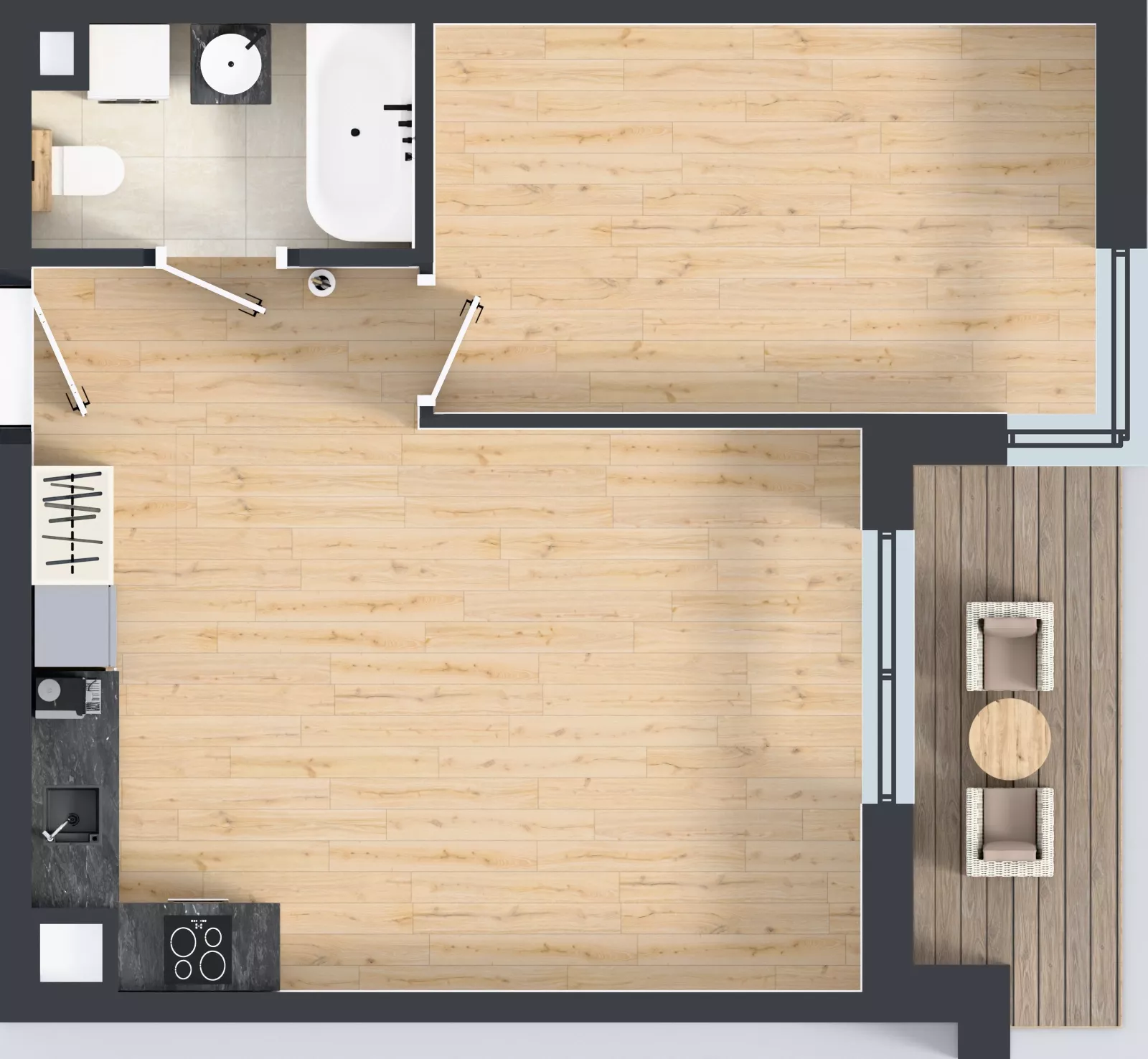 2 pokoje, mieszkanie 45,87 m², piętro 7, oferta nr F/146, Kusocińskiego budynek B, Gdańsk, Piecki-Migowo, Morena, ul. Kusocińskiego