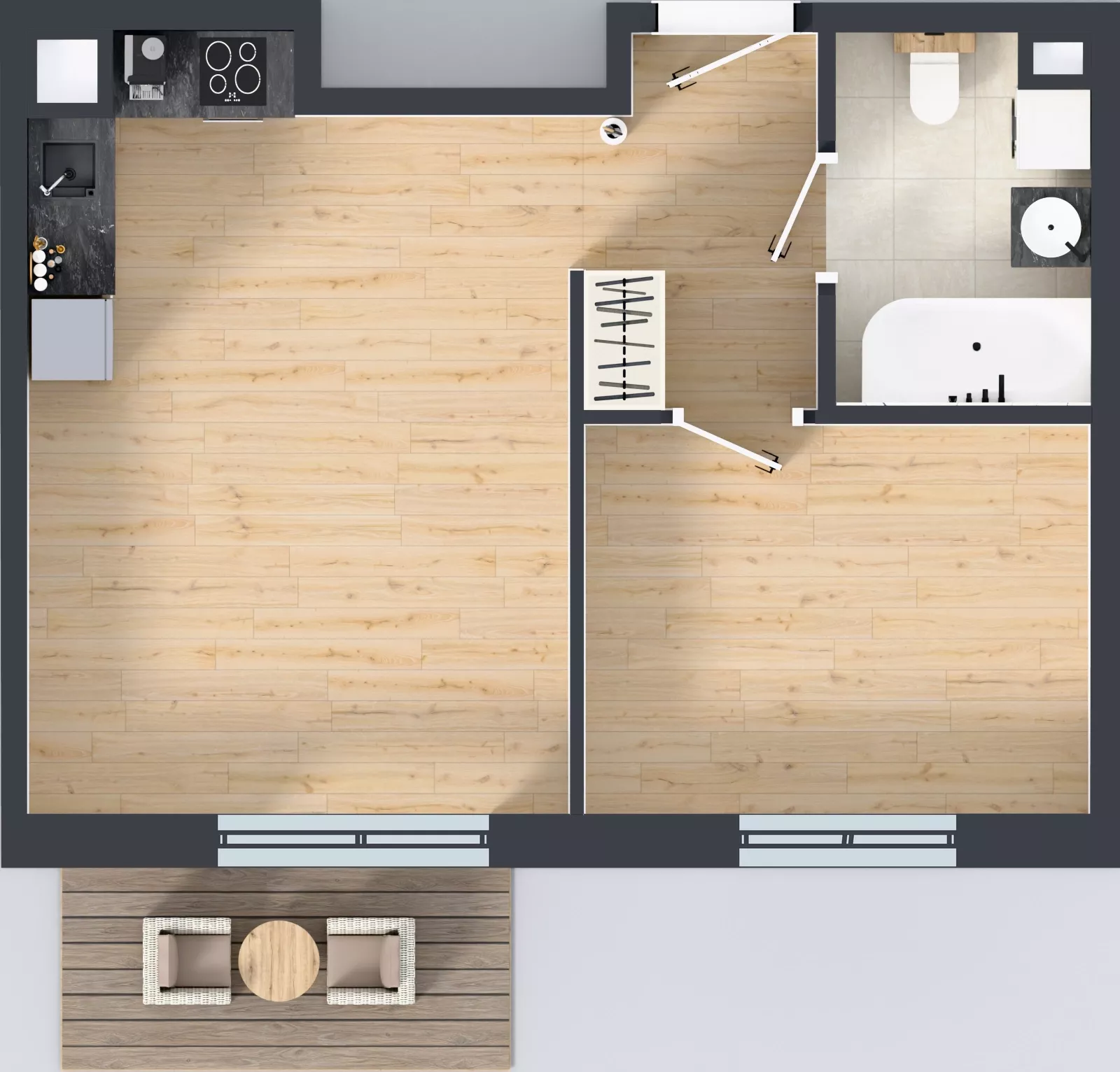 2 pokoje, mieszkanie 41,59 m², piętro 7, oferta nr F/149, Kusocińskiego budynek B, Gdańsk, Piecki-Migowo, Morena, ul. Kusocińskiego