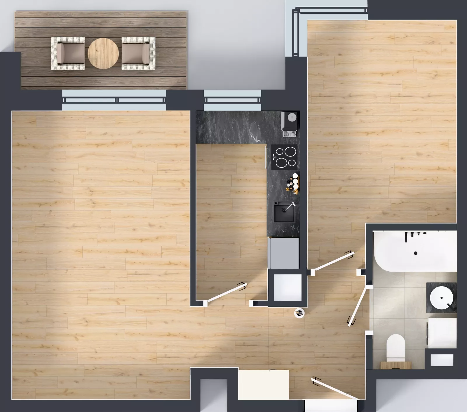 2 pokoje, mieszkanie 48,64 m², piętro 8, oferta nr F/162, Kusocińskiego budynek B, Gdańsk, Piecki-Migowo, Morena, ul. Kusocińskiego