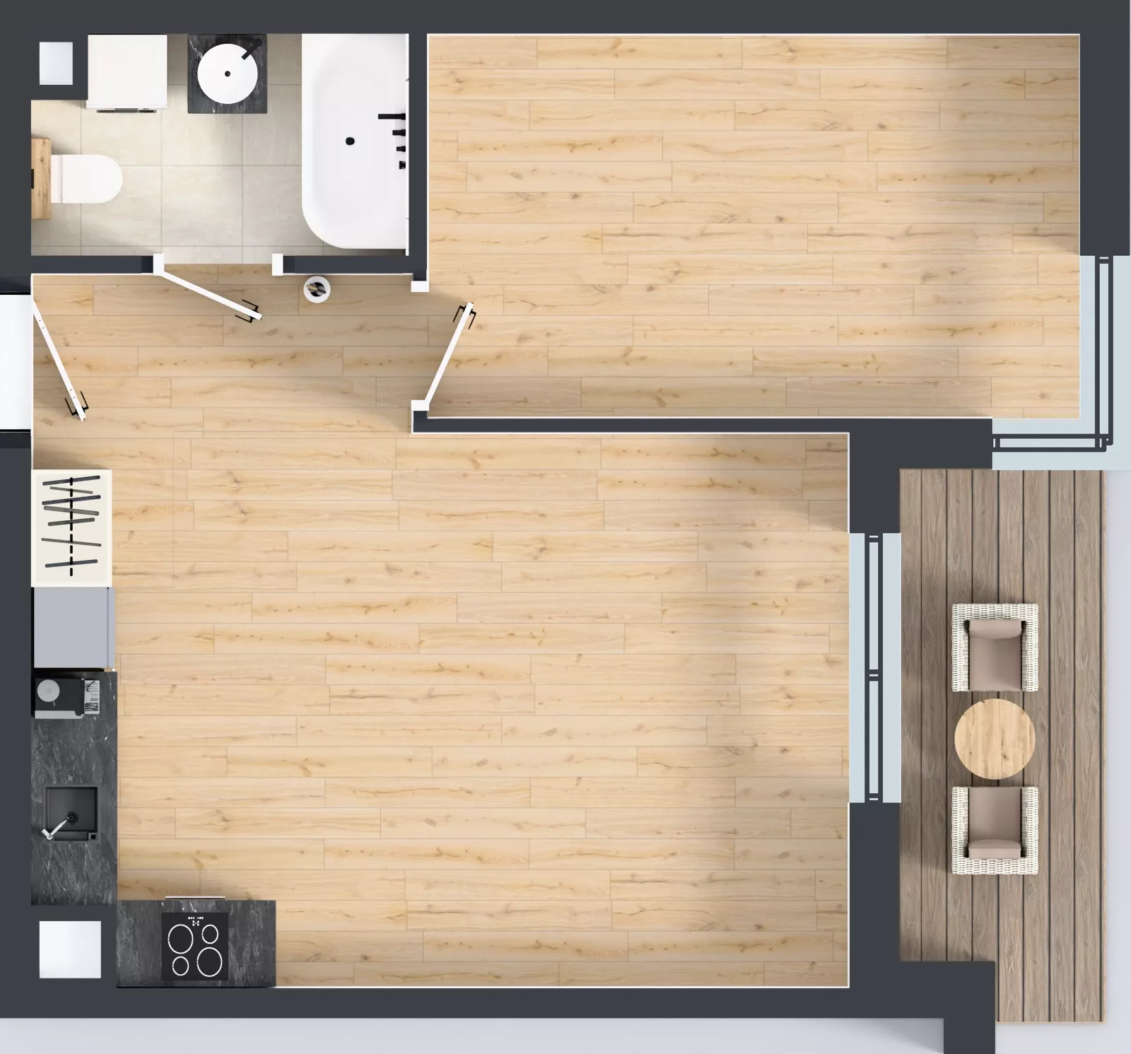 2 pokoje, mieszkanie 45,88 m², piętro 10, oferta nr F/173, Kusocińskiego budynek B, Gdańsk, Piecki-Migowo, Morena, ul. Kusocińskiego