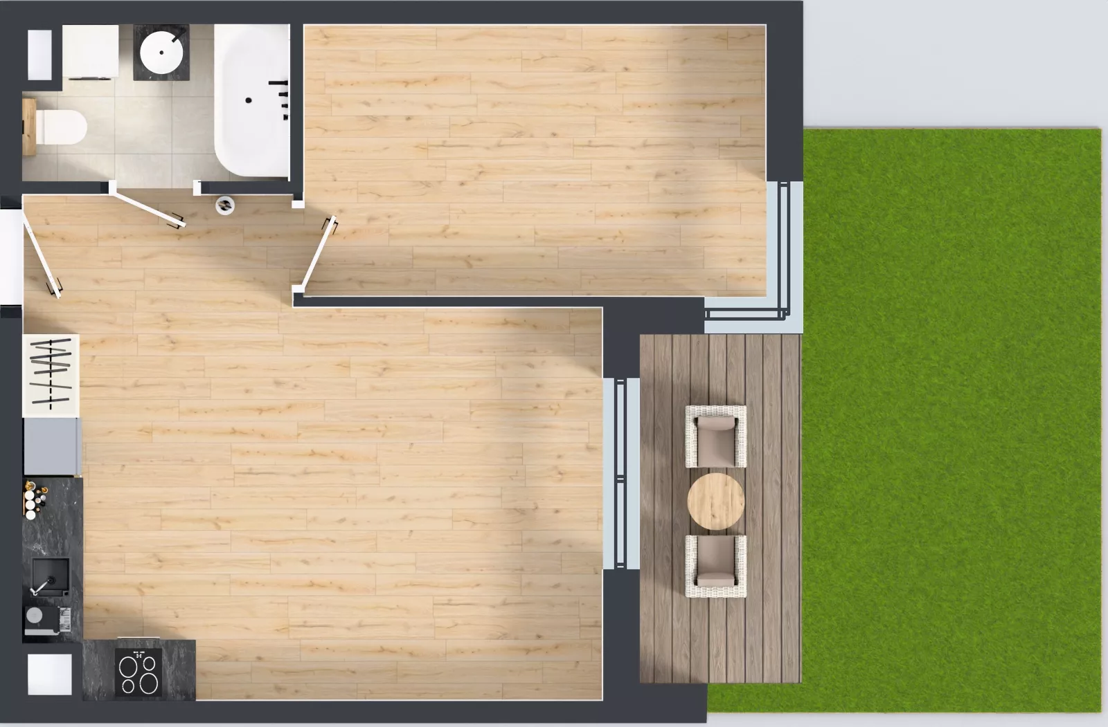 2 pokoje, mieszkanie 45,82 m², parter, oferta nr F/88, Kusocińskiego budynek B, Gdańsk, Piecki-Migowo, Morena, ul. Kusocińskiego