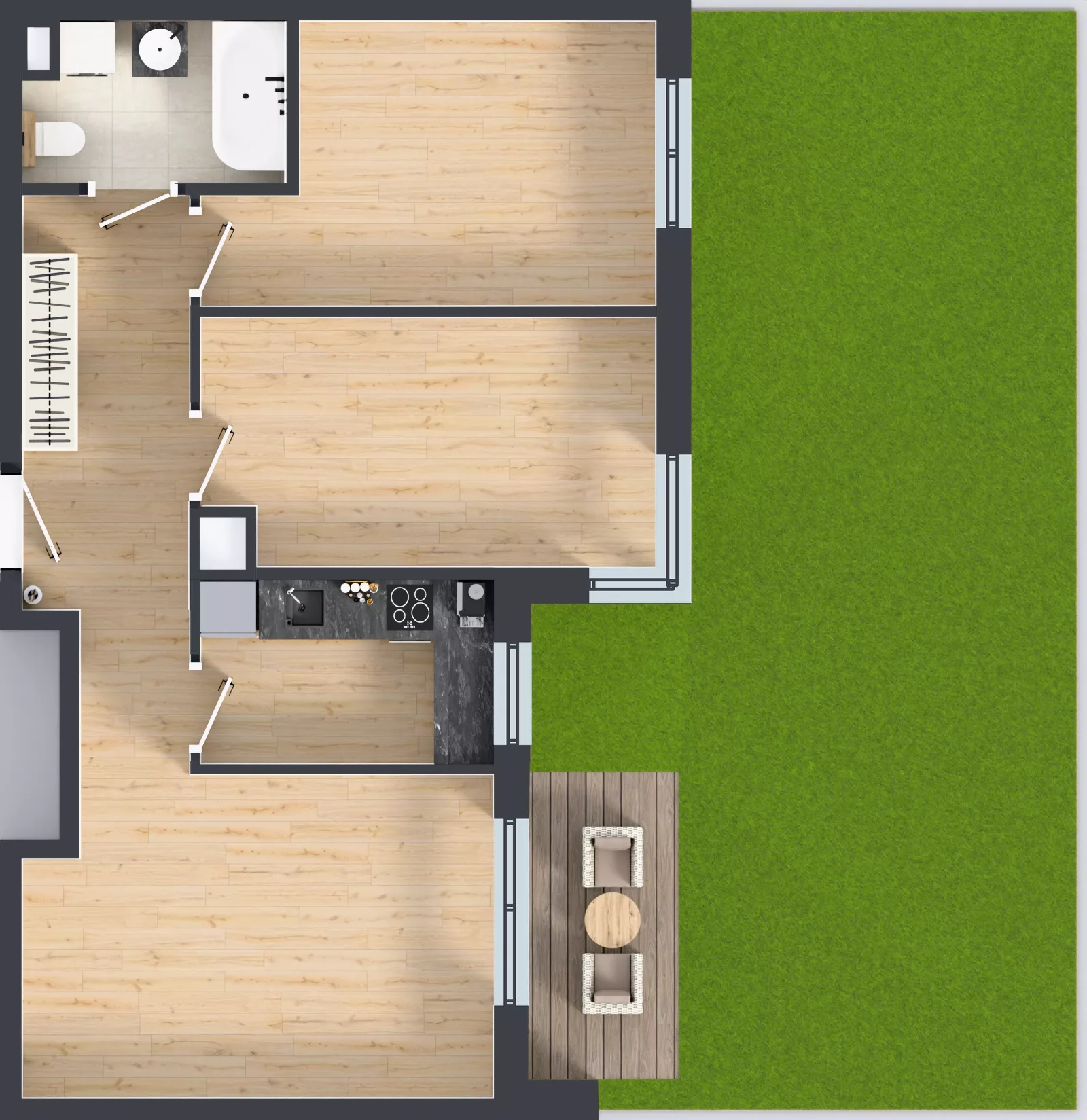 3 pokoje, mieszkanie 62,76 m², parter, oferta nr F/89, Kusocińskiego budynek B, Gdańsk, Piecki-Migowo, Morena, ul. Kusocińskiego