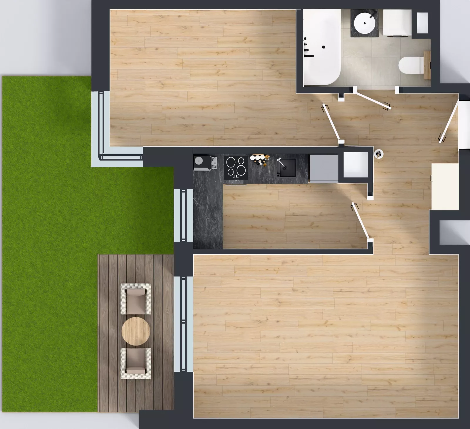 2 pokoje, mieszkanie 48,52 m², parter, oferta nr F/90, Kusocińskiego budynek B, Gdańsk, Piecki-Migowo, Morena, ul. Kusocińskiego