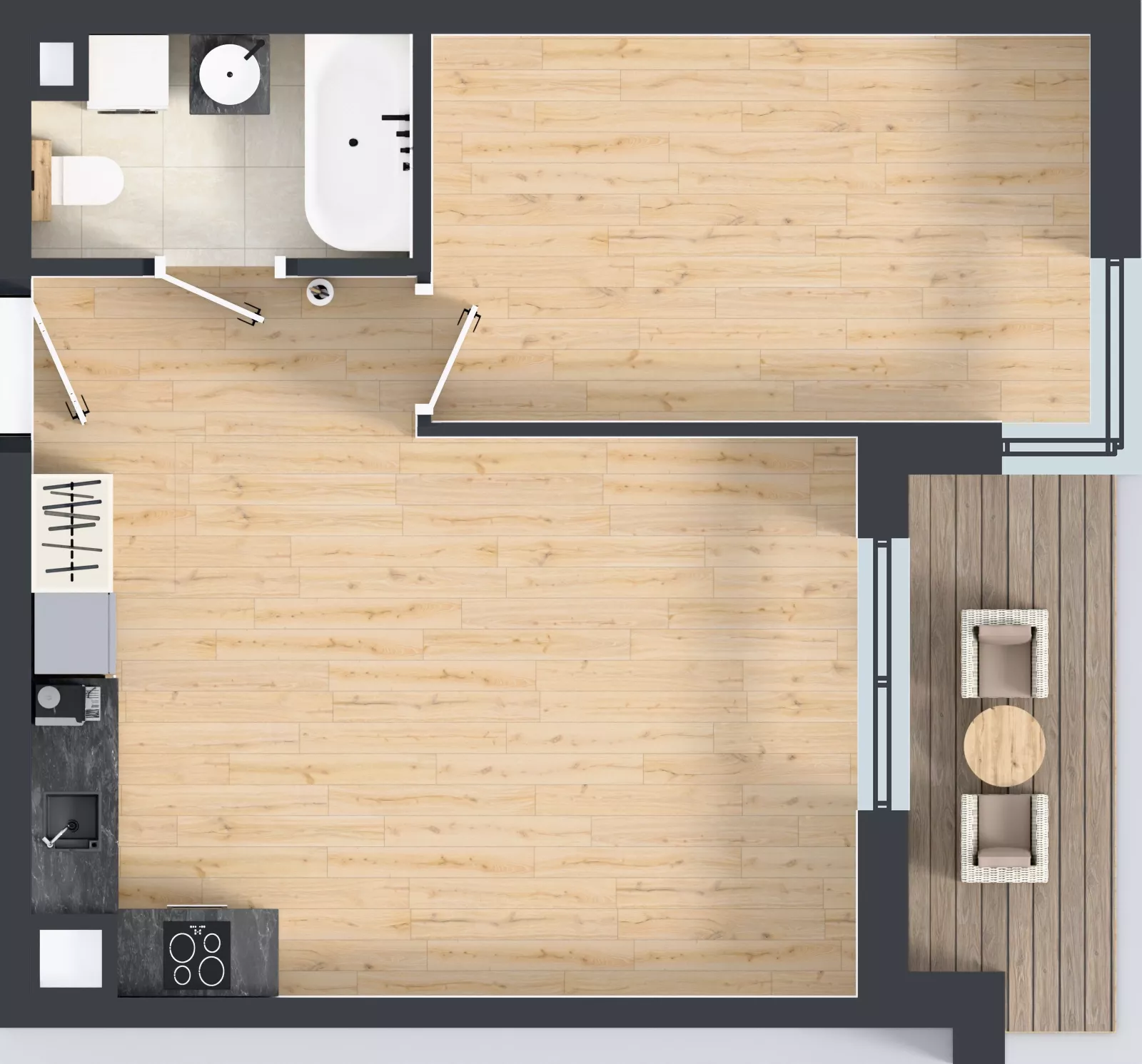 2 pokoje, mieszkanie 45,96 m², piętro 1, oferta nr F/92, Kusocińskiego budynek B, Gdańsk, Piecki-Migowo, Morena, ul. Kusocińskiego