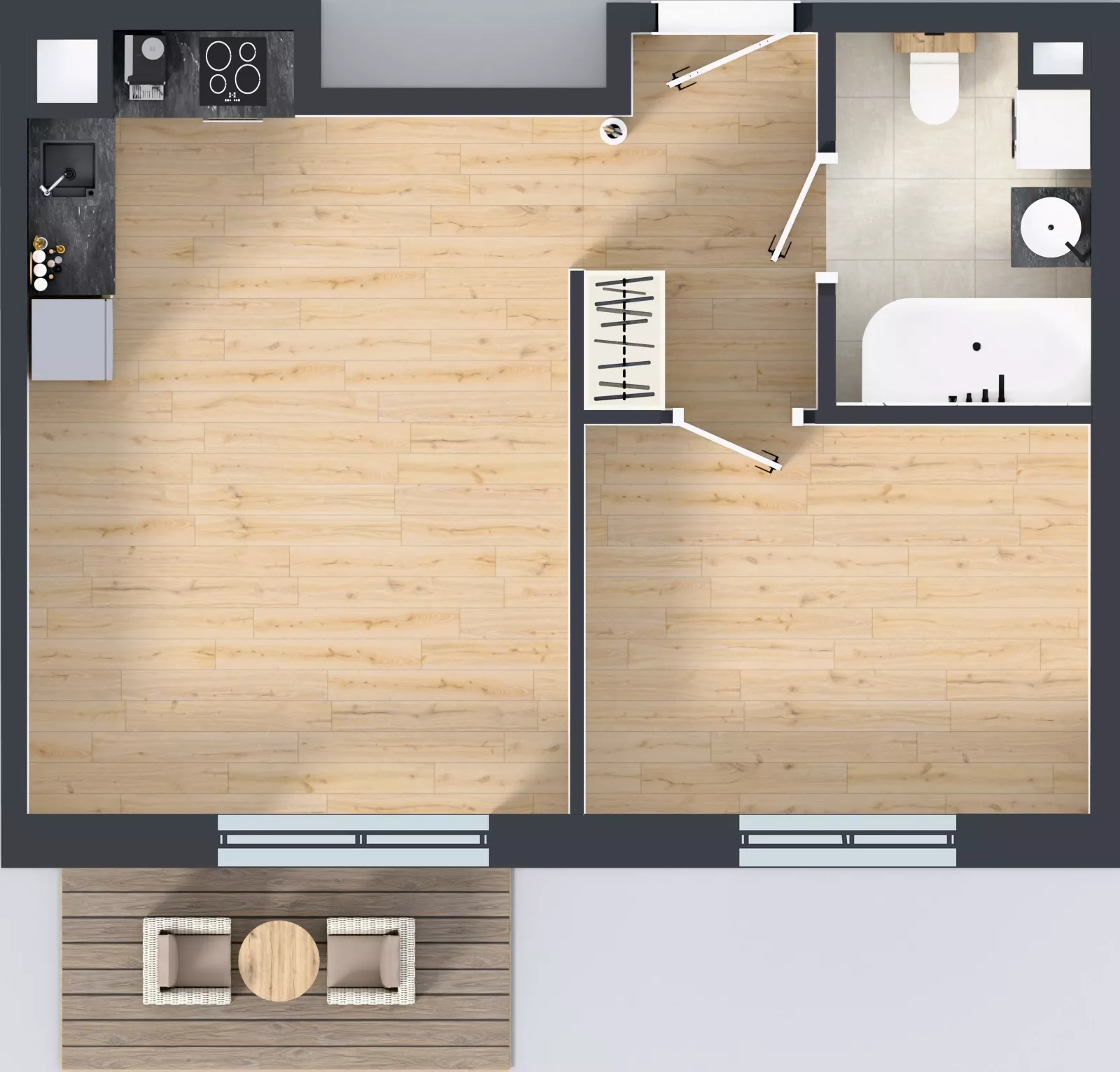2 pokoje, mieszkanie 41,43 m², piętro 1, oferta nr F/95, Kusocińskiego budynek B, Gdańsk, Piecki-Migowo, Morena, ul. Kusocińskiego
