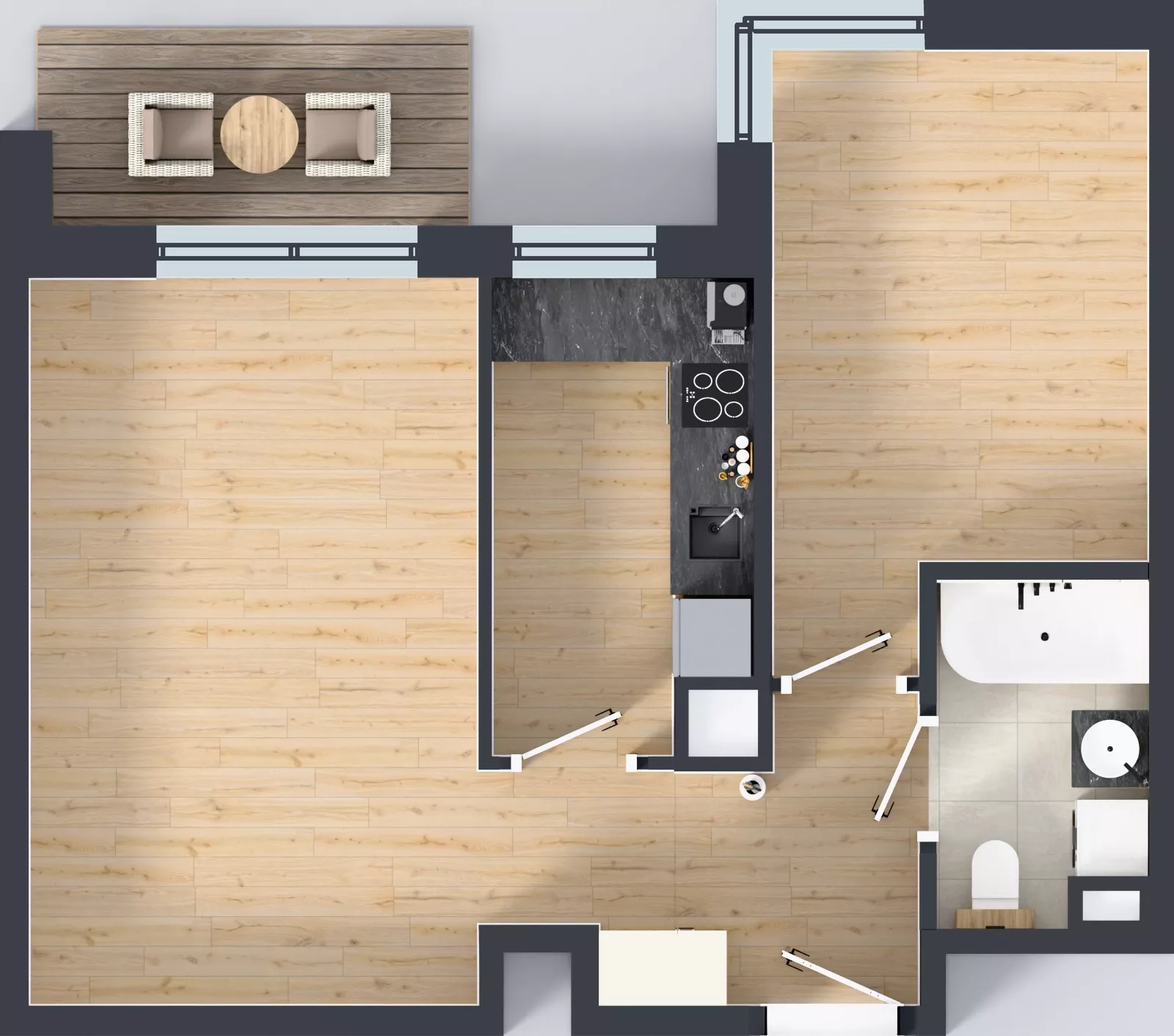 2 pokoje, mieszkanie 48,55 m², piętro 1, oferta nr F/99, Kusocińskiego budynek B, Gdańsk, Piecki-Migowo, Morena, ul. Kusocińskiego