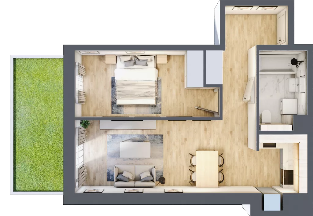 2 pokoje, mieszkanie 46,35 m², parter, oferta nr A/3, Impuls Marywilska, Warszawa, Białołęka, Żerań, ul. Marywilska 73