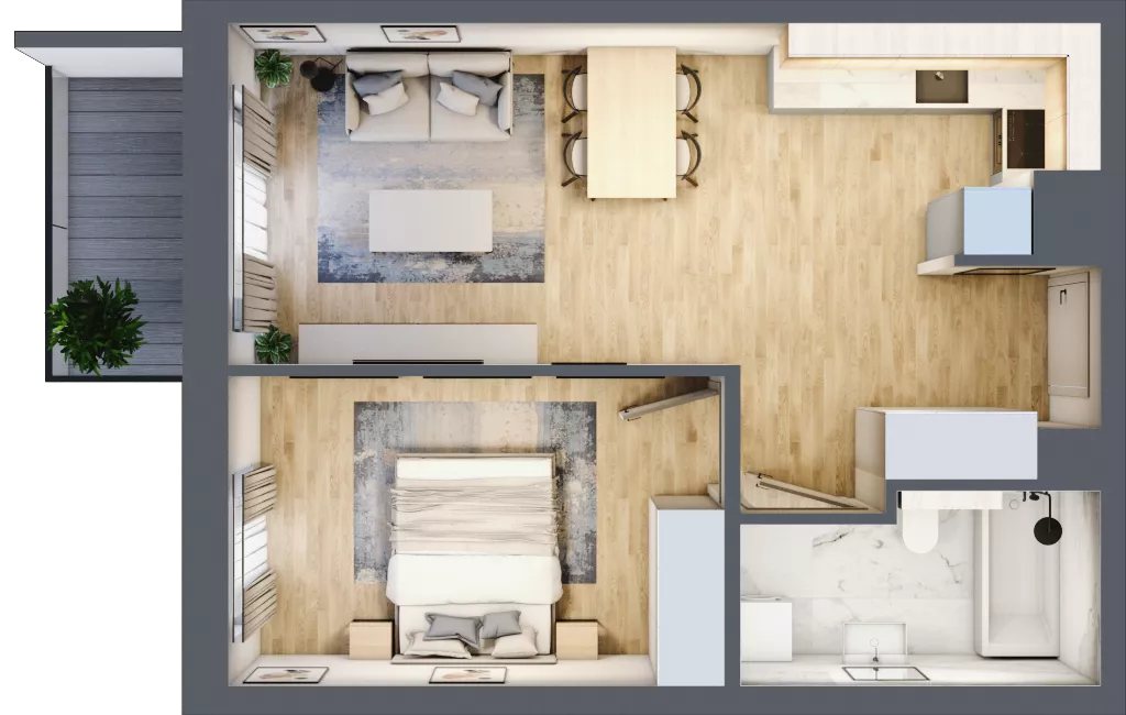 2 pokoje, mieszkanie 44,32 m², piętro 1, oferta nr A/10, Impuls Marywilska, Warszawa, Białołęka, Żerań, ul. Marywilska 73