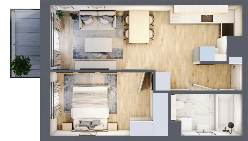 2 pokoje, mieszkanie 40,54 m², piętro 1, oferta nr A/12, Impuls Marywilska, Warszawa, Białołęka, Żerań, ul. Marywilska 73