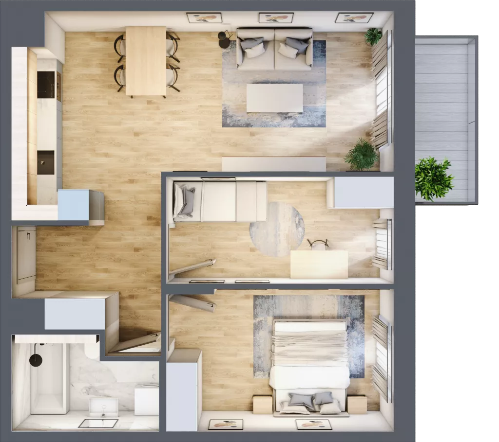 3 pokoje, mieszkanie 57,80 m², piętro 1, oferta nr A/16, Impuls Marywilska, Warszawa, Białołęka, Żerań, ul. Marywilska 73