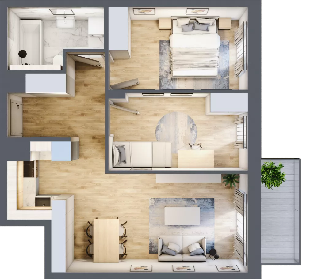 3 pokoje, mieszkanie 55,67 m², piętro 1, oferta nr A/17, Impuls Marywilska, Warszawa, Białołęka, Żerań, ul. Marywilska 73