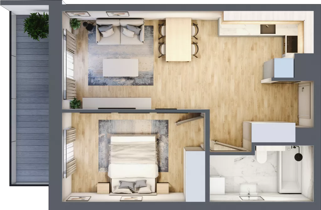 2 pokoje, mieszkanie 44,32 m², piętro 2, oferta nr A/21, Impuls Marywilska, Warszawa, Białołęka, Żerań, ul. Marywilska 73