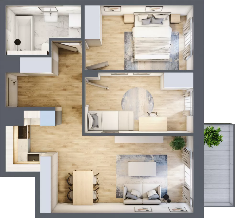3 pokoje, mieszkanie 55,67 m², piętro 2, oferta nr A/28, Impuls Marywilska, Warszawa, Białołęka, Żerań, ul. Marywilska 73
