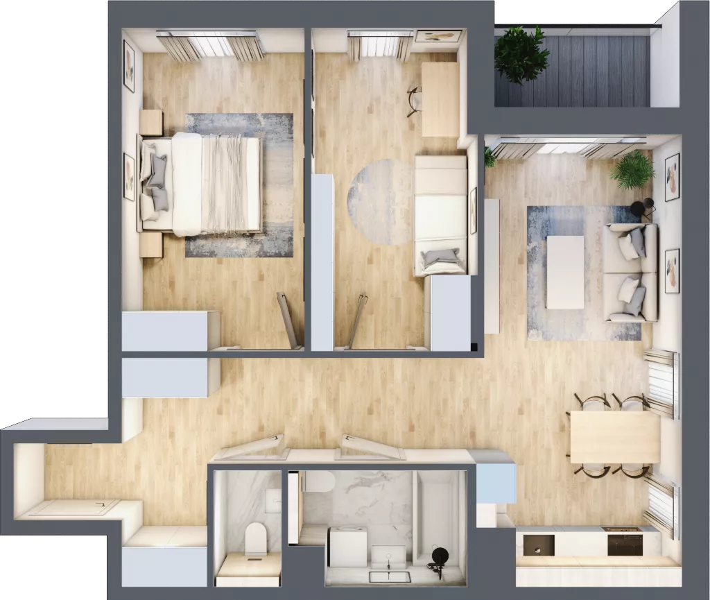 3 pokoje, mieszkanie 64,69 m², piętro 2, oferta nr A/29, Impuls Marywilska, Warszawa, Białołęka, Żerań, ul. Marywilska 73