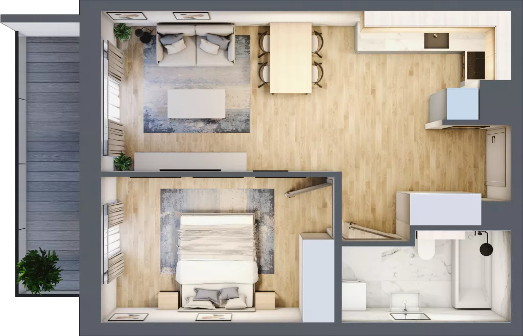 2 pokoje, mieszkanie 44,32 m², piętro 3, oferta nr A/32, Impuls Marywilska, Warszawa, Białołęka, Żerań, ul. Marywilska 73
