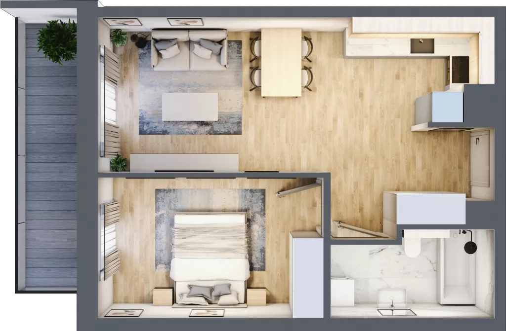 2 pokoje, mieszkanie 44,32 m², piętro 4, oferta nr A/43, Impuls Marywilska, Warszawa, Białołęka, Żerań, ul. Marywilska 73