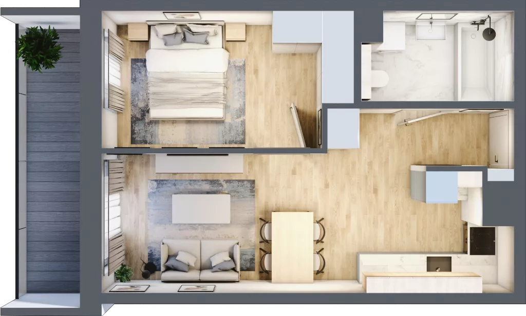 2 pokoje, mieszkanie 39,44 m², piętro 5, oferta nr A/55, Impuls Marywilska, Warszawa, Białołęka, Żerań, ul. Marywilska 73