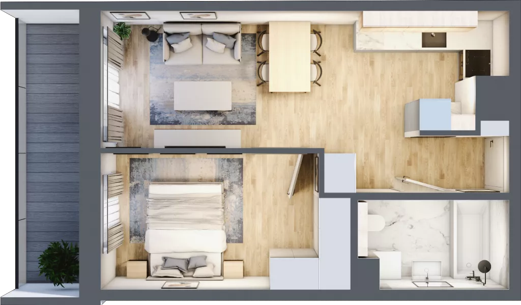 2 pokoje, mieszkanie 39,19 m², piętro 5, oferta nr A/56, Impuls Marywilska, Warszawa, Białołęka, Żerań, ul. Marywilska 73