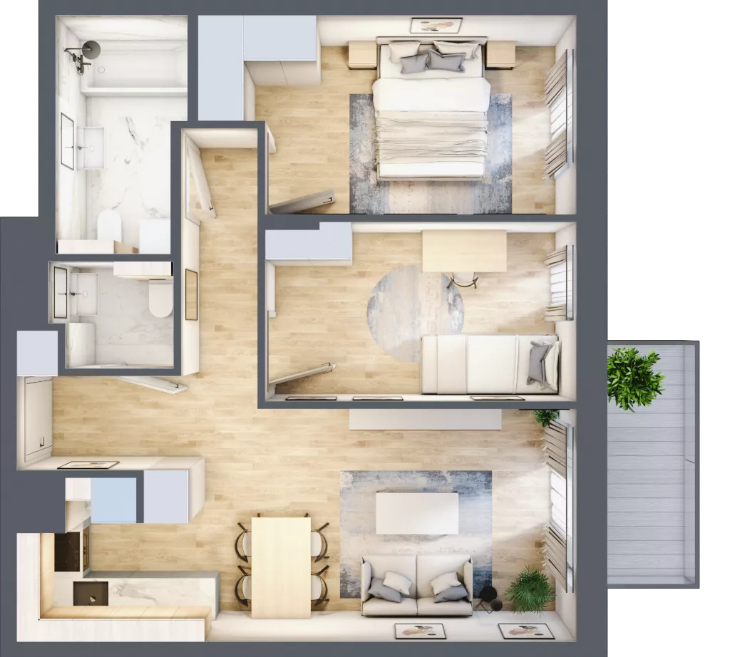 3 pokoje, mieszkanie 56,66 m², piętro 5, oferta nr A/59, Impuls Marywilska, Warszawa, Białołęka, Żerań, ul. Marywilska 73