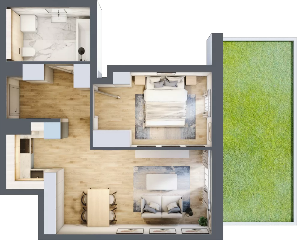 2 pokoje, mieszkanie 46,15 m², parter, oferta nr B/64, Impuls Marywilska, Warszawa, Białołęka, Żerań, ul. Marywilska 73