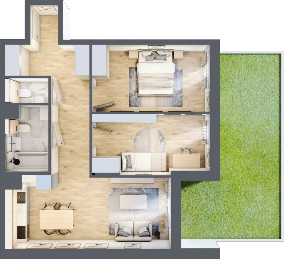 3 pokoje, mieszkanie 65,12 m², parter, oferta nr B/65, Impuls Marywilska, Warszawa, Białołęka, Żerań, ul. Marywilska 73