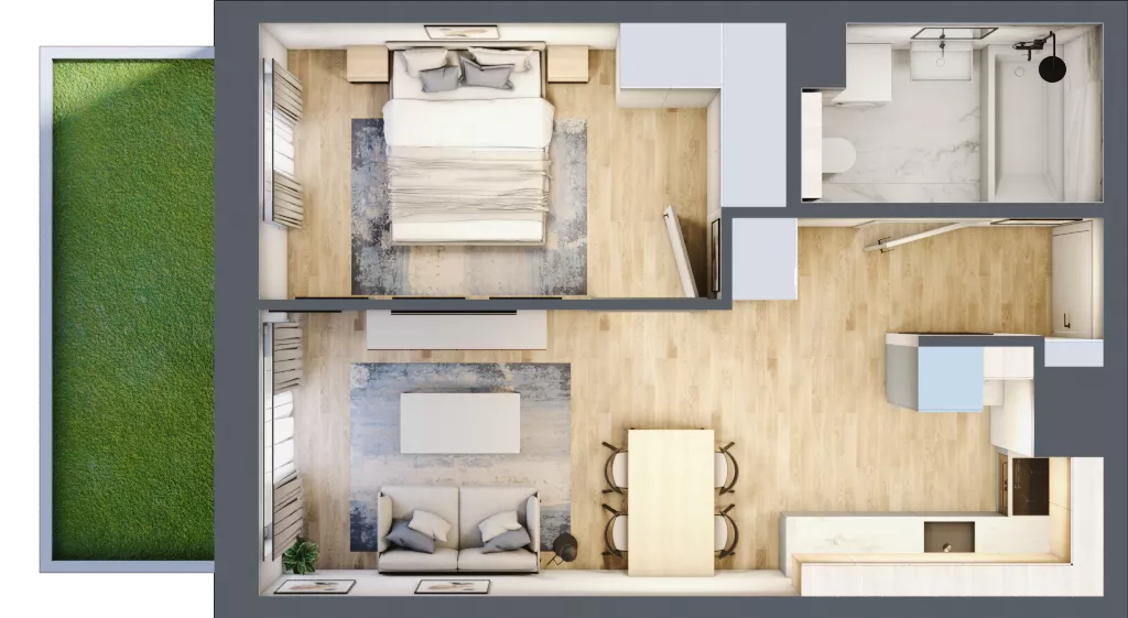 2 pokoje, mieszkanie 39,03 m², parter, oferta nr B/69, Impuls Marywilska, Warszawa, Białołęka, Żerań, ul. Marywilska 73