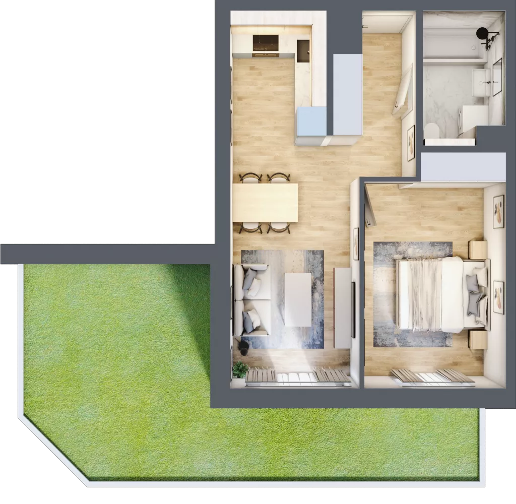2 pokoje, mieszkanie 41,88 m², parter, oferta nr B/70, Impuls Marywilska, Warszawa, Białołęka, Żerań, ul. Marywilska 73