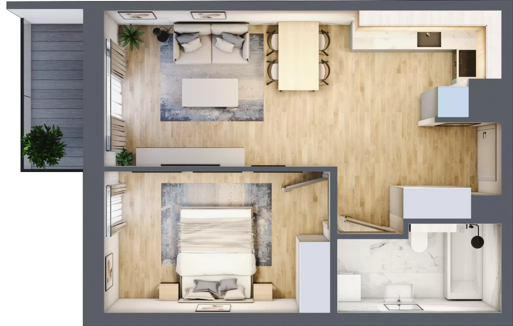 2 pokoje, mieszkanie 44,28 m², piętro 1, oferta nr B/74, Impuls Marywilska, Warszawa, Białołęka, Żerań, ul. Marywilska 73