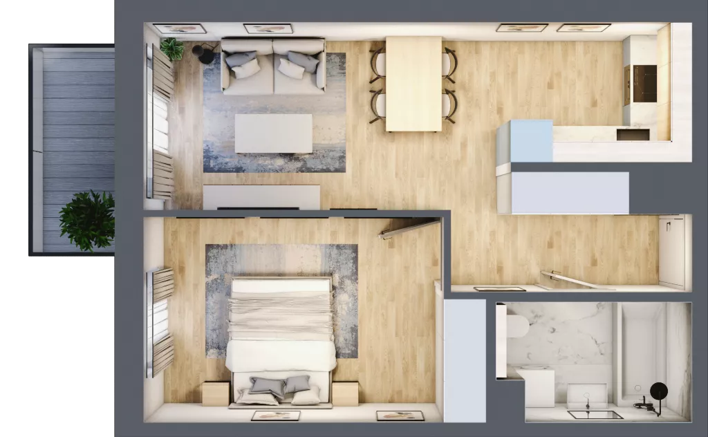 2 pokoje, mieszkanie 41,88 m², piętro 1, oferta nr B/76, Impuls Marywilska, Warszawa, Białołęka, Żerań, ul. Marywilska 73