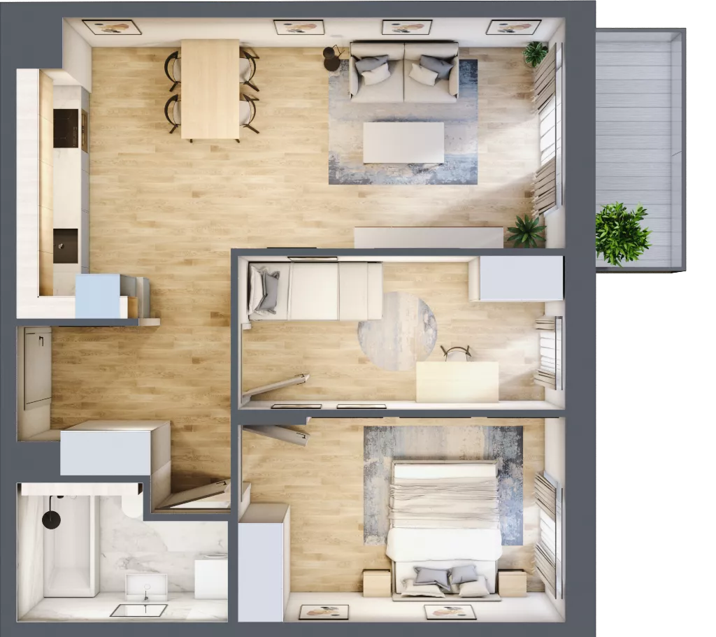 3 pokoje, mieszkanie 57,93 m², piętro 1, oferta nr B/79, Impuls Marywilska, Warszawa, Białołęka, Żerań, ul. Marywilska 73