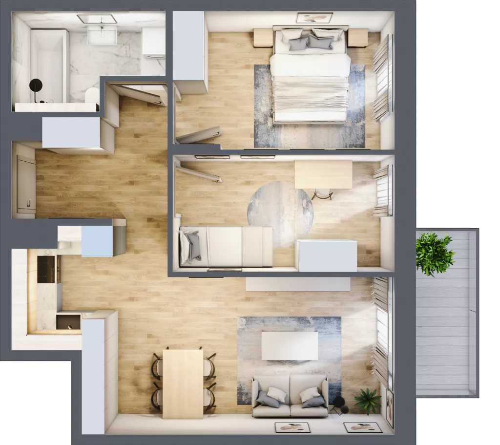 3 pokoje, mieszkanie 55,98 m², piętro 1, oferta nr B/80, Impuls Marywilska, Warszawa, Białołęka, Żerań, ul. Marywilska 73