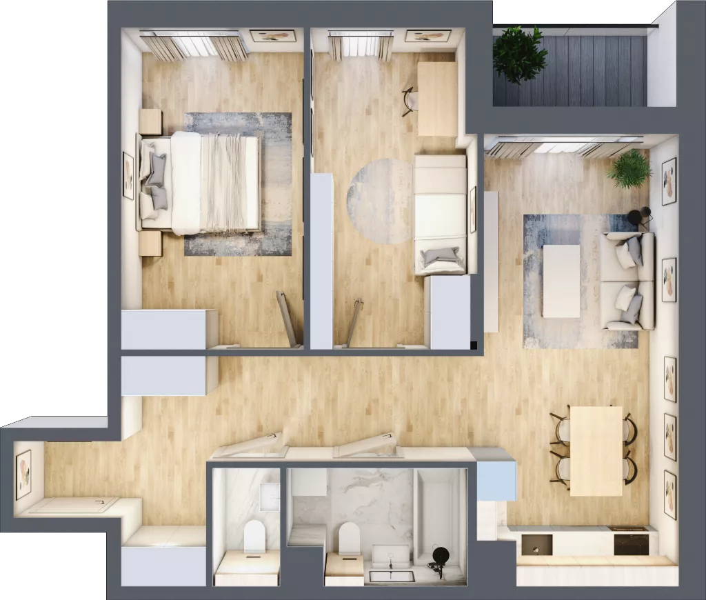 3 pokoje, mieszkanie 65,12 m², piętro 1, oferta nr B/81, Impuls Marywilska, Warszawa, Białołęka, Żerań, ul. Marywilska 73