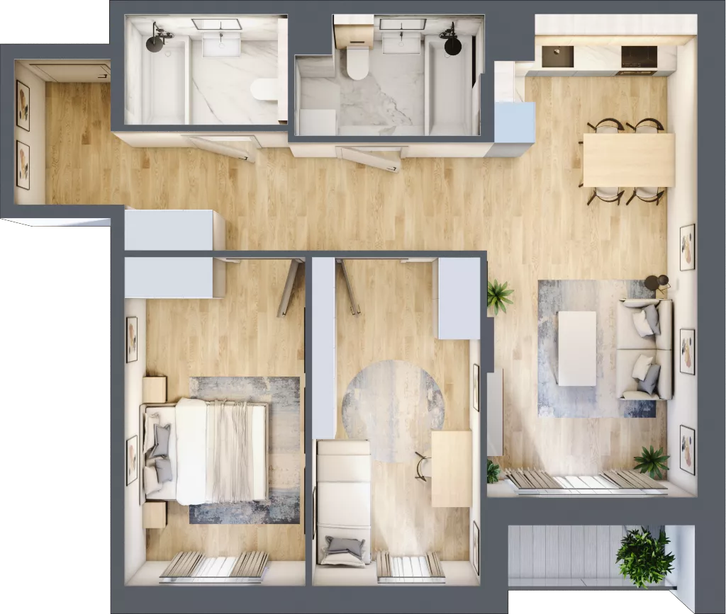 3 pokoje, mieszkanie 67,36 m², piętro 1, oferta nr B/82, Impuls Marywilska, Warszawa, Białołęka, Żerań, ul. Marywilska 73