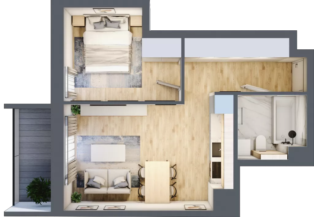 2 pokoje, mieszkanie 39,65 m², piętro 1, oferta nr B/83, Impuls Marywilska, Warszawa, Białołęka, Żerań, ul. Marywilska 73