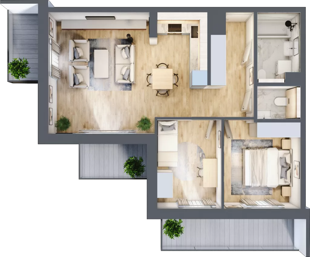 3 pokoje, mieszkanie 61,75 m², piętro 2, oferta nr B/86, Impuls Marywilska, Warszawa, Białołęka, Żerań, ul. Marywilska 73