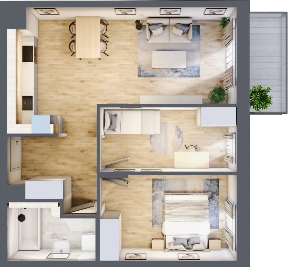 3 pokoje, mieszkanie 57,93 m², piętro 2, oferta nr B/89, Impuls Marywilska, Warszawa, Białołęka, Żerań, ul. Marywilska 73