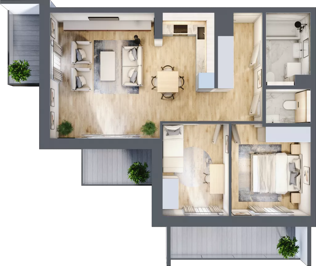 3 pokoje, mieszkanie 61,75 m², piętro 3, oferta nr B/96, Impuls Marywilska, Warszawa, Białołęka, Żerań, ul. Marywilska 73
