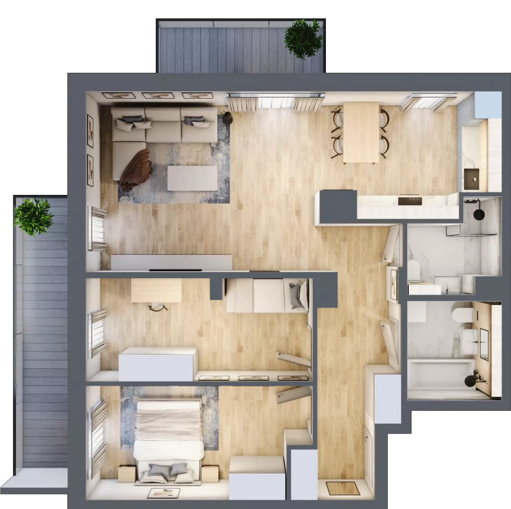 3 pokoje, mieszkanie 74,48 m², piętro 3, oferta nr B/97, Impuls Marywilska, Warszawa, Białołęka, Żerań, ul. Marywilska 73