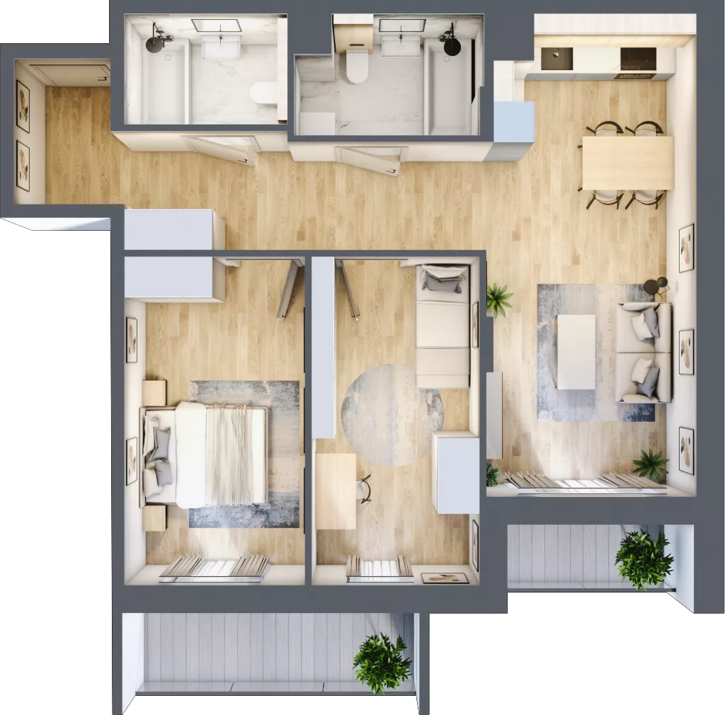 3 pokoje, mieszkanie 67,36 m², piętro 3, oferta nr B/102, Impuls Marywilska, Warszawa, Białołęka, Żerań, ul. Marywilska 73