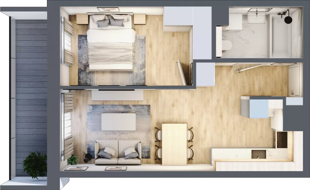 2 pokoje, mieszkanie 39,03 m², piętro 4, oferta nr B/105, Impuls Marywilska, Warszawa, Białołęka, Żerań, ul. Marywilska 73