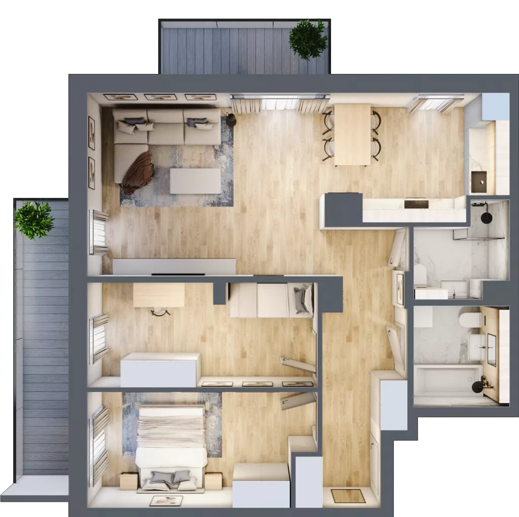 4 pokoje, mieszkanie 74,09 m², piętro 4, oferta nr B/107, Impuls Marywilska, Warszawa, Białołęka, Żerań, ul. Marywilska 73