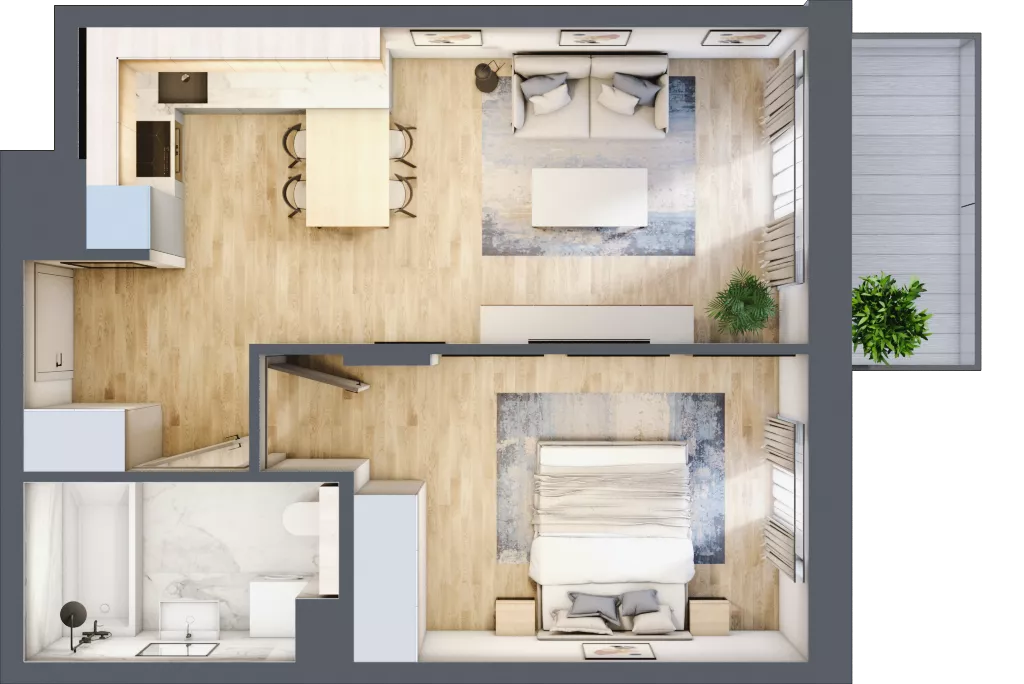 2 pokoje, mieszkanie 41,89 m², piętro 4, oferta nr B/108, Impuls Marywilska, Warszawa, Białołęka, Żerań, ul. Marywilska 73