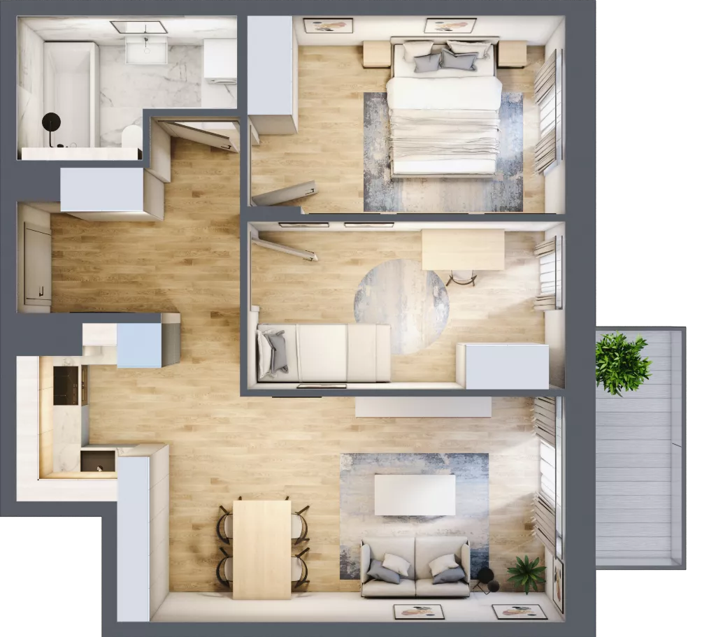 3 pokoje, mieszkanie 55,98 m², piętro 5, oferta nr B/120, Impuls Marywilska, Warszawa, Białołęka, Żerań, ul. Marywilska 73