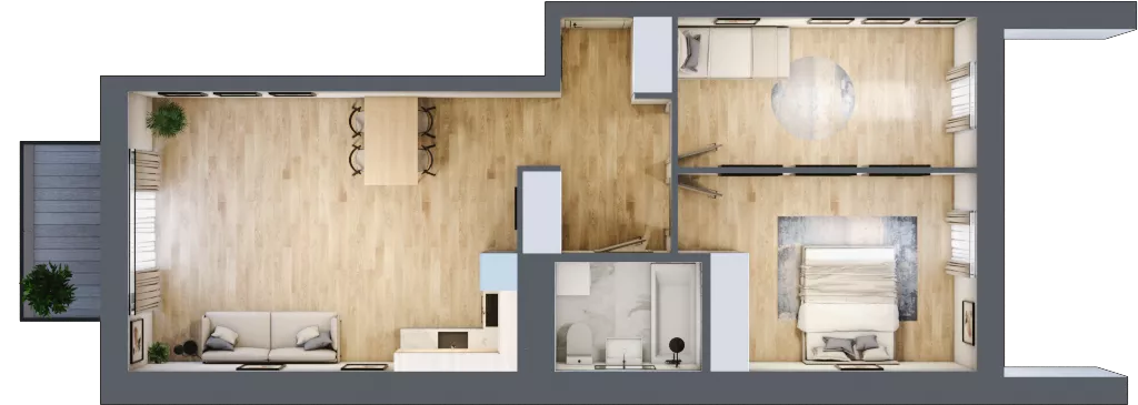 3 pokoje, mieszkanie 67,23 m², piętro 1, oferta nr C3.01.35, Osiedle Panorama Wiślana, Bydgoszcz, Fordon, ul. Fordońska 428