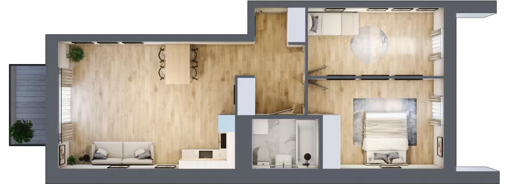 3 pokoje, mieszkanie 67,23 m², piętro 3, oferta nr C3.03.47, Osiedle Panorama Wiślana, Bydgoszcz, Fordon, ul. Fordońska 428