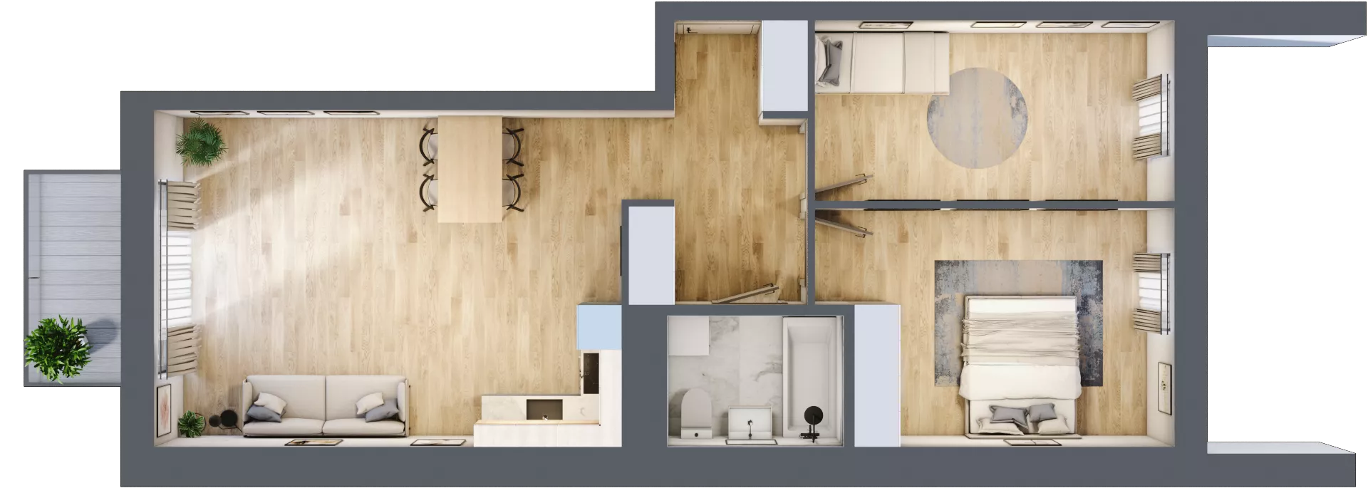 3 pokoje, mieszkanie 67,23 m², piętro 1, oferta nr C3.01.35, Osiedle Panorama Wiślana, Bydgoszcz, Fordon, ul. Fordońska 428